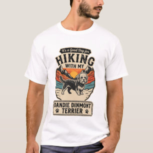 Wandernder Dandie Dinmont Terrier Hund Berg Sonnen T-Shirt