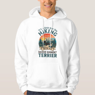 Wandernder Dandie Dinmont Terrier Hund Berge Sonne Hoodie
