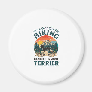 Wandernder Dandie Dinmont Terrier Hund Berge Sonne Magnet