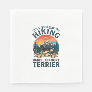 Wandernder Dandie Dinmont Terrier Hund Berge Sonne Serviette