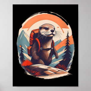 Wandernder Flussotter Rucksacktierliebhaber Vintag Poster