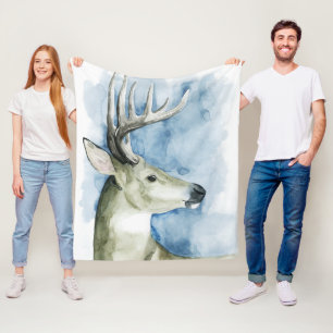 Wandernder Hirsch - Aquarell Fleecedecke