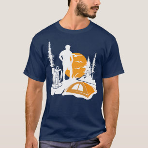 Wandernder Outdoor-Wanderer Sonnenuntergang Bäume T-Shirt