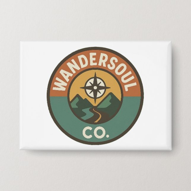 WanderSoul Co. – Retro-Reise-Logo-Button Button (Vorderseite)