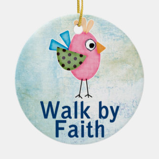 Wanderung durch den Glauben whimsissiger Vogel Keramik Ornament