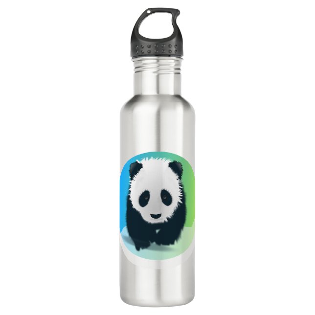 Wanderung Panda 2 Edelstahlflasche (Vorderseite)