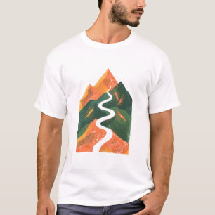 Wanderweg Durch Die Berge Im Retro-Stil T-Shirt