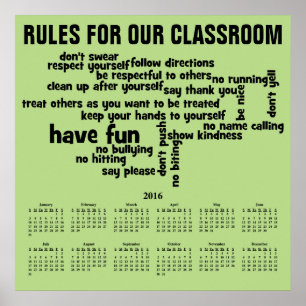 Wandkalender 2016 Regeln für unser Klassenzimmer P Poster