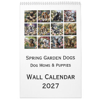 Wandkalender 2027 für Hunde im Frühlingsgarten