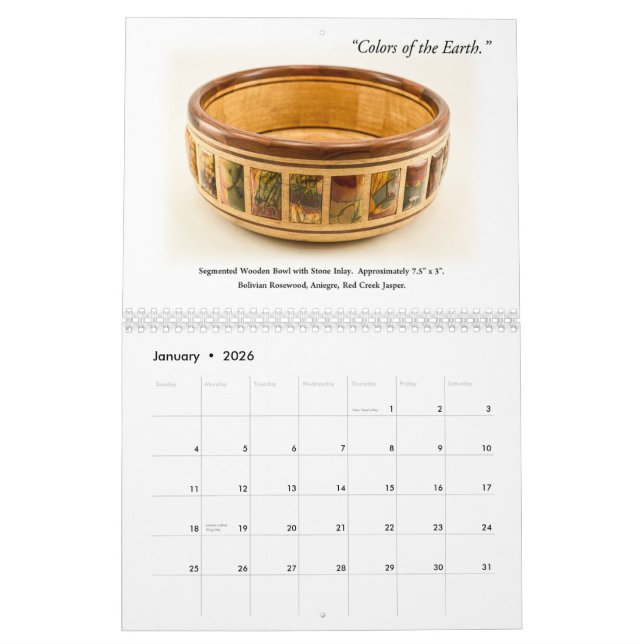 Wandkalender - dekoratives Woodturning (Jan 2026)