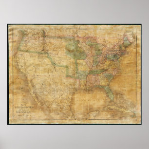 Wandkarte 1839 Davids H. Burr der Vereinigten Poster