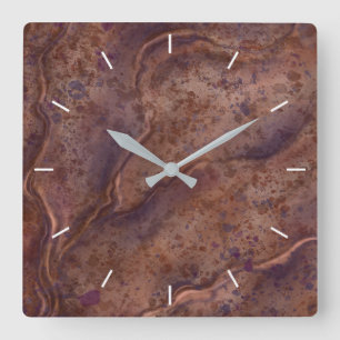 Wandklemme aus braunem Marmor Quadratische Wanduhr