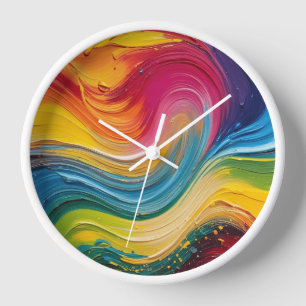 Wandkunst der Color Mix-Malerei Uhr
