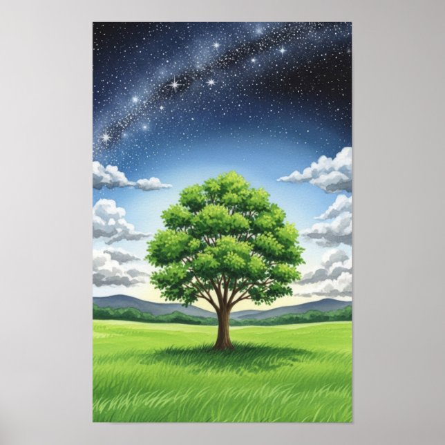 Wandkunst. Der einsame Baum Poster (Vorne)