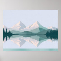 Wandkunst eines Ausblicks auf zwei Berge in ruhige
