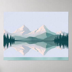 Wandkunst eines Ausblicks auf zwei Berge in ruhige Poster