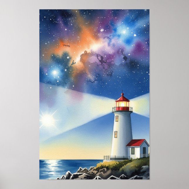 Wandkunst. Leuchtturm-Insel Poster (Vorne)