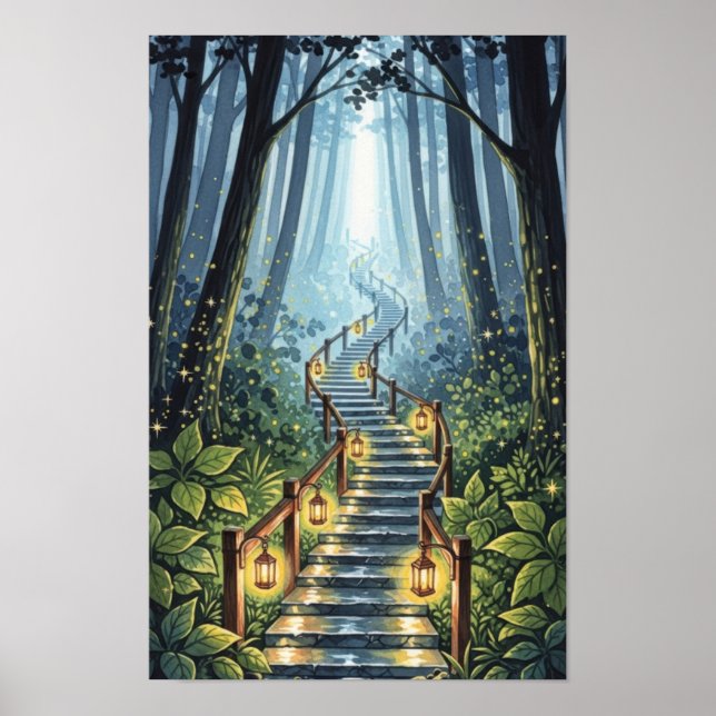 Wandkunst. Waldtreppe  Poster (Vorne)