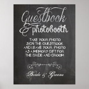 Wandposter für Fotobooth zur Kreidetafel-Hochzeit Poster
