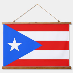 Wandtapestry mit Flagge von Puerto Rico, USA. Wandteppich Mit Holzrahmen
