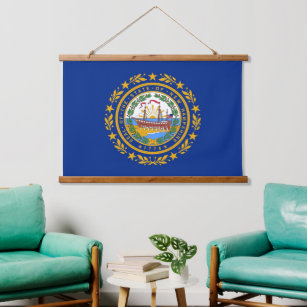 Wandtapeten mit der Fahne von New Hampshire, USA. Wandteppich Mit Holzrahmen