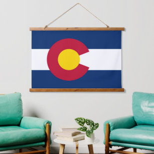 Wandtapeten mit Fahne Colorado, USA. Wandteppich Mit Holzrahmen