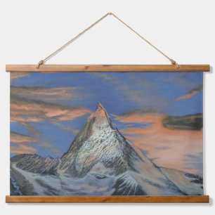 Wandteppich - "Das Matterhorn bei Sonnenuntergang" Mit Holzrahmen