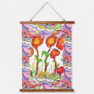 Wandteppich - Florale Art Deco Mit Holzrahmen