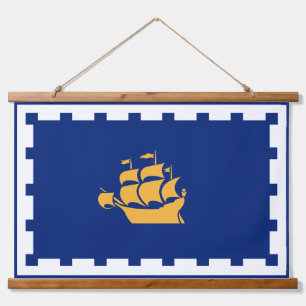 Wandteppich mit Flagge von Quebec City, Kanada Holzrahmen