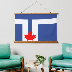 Wandteppich mit Flagge von Toronto, Kanada Holzrahmen