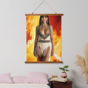 Wandteppich mit Holzkante Furnace Goddess Holzrahmen