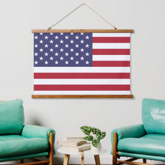 Wandteppiche mit der Flagge der USA.