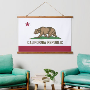 Wandteppiche mit der Flagge von Kalifornien, USA.