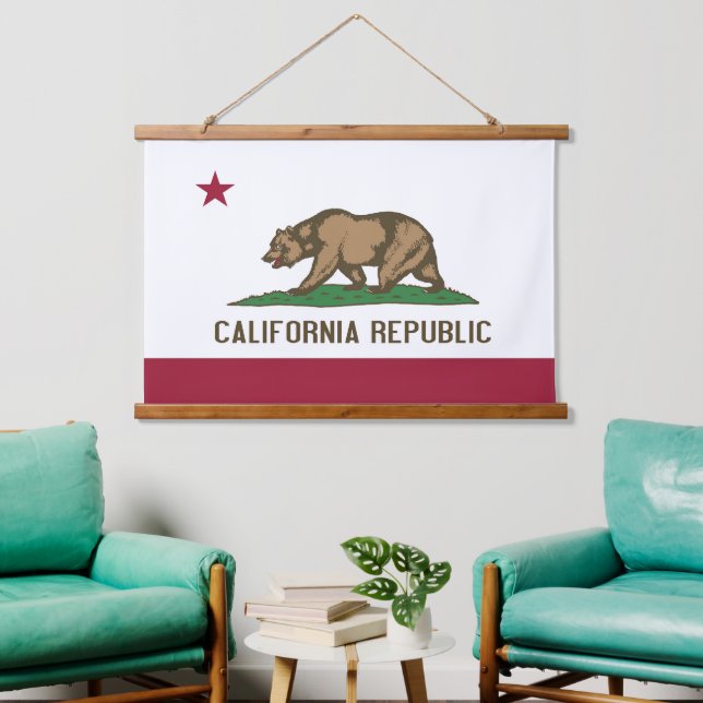 Wandteppiche mit der Flagge von Kalifornien, USA. (Wohnzimmer)
