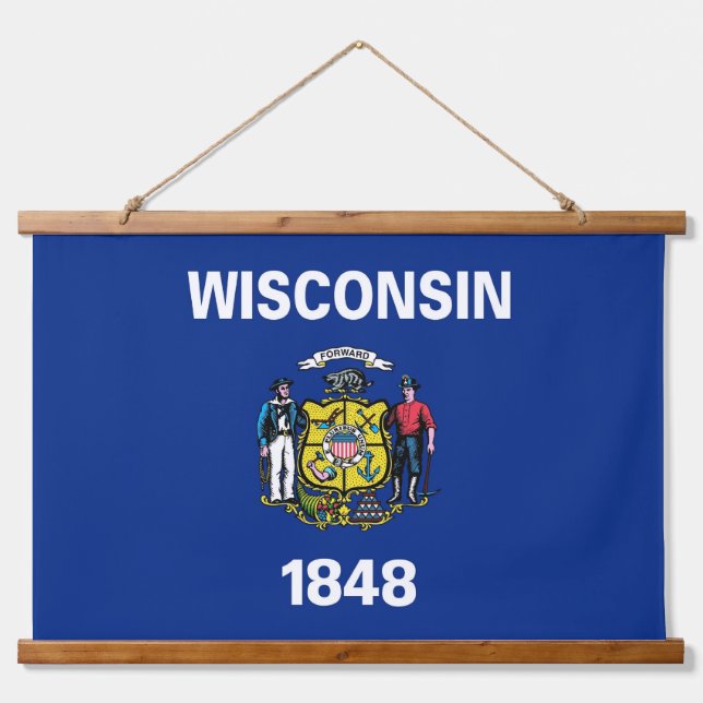 Wandteppiche mit der Flagge von Wisconsin, USA (Vorne)