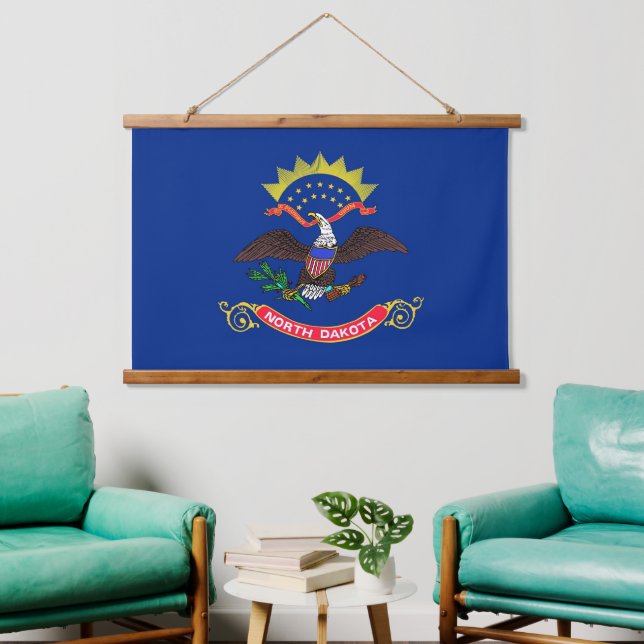 Wandteppiche mit Fahne von North Dakota, USA. (Wohnzimmer)