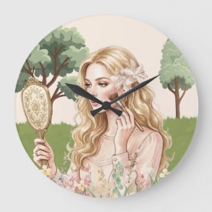 Wanduhr, 25 cm Natürliche pastellfarbene Frauen vi Große Wanduhr