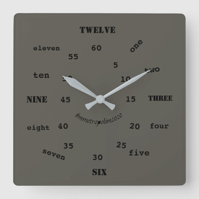 Wanduhr, Acryl, durch mmetropolim Quadratische Wanduhr (Vorderseite)