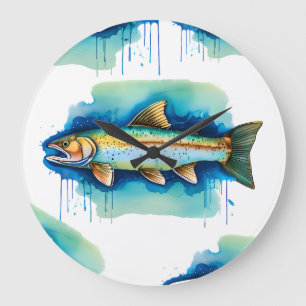 Wanduhr - Aquarell-Serie: Forelle/Lachs