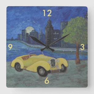 Wanduhr Auto in der Stadtmauer