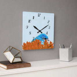 Wanduhr : Blauer Vogel des Glücks 