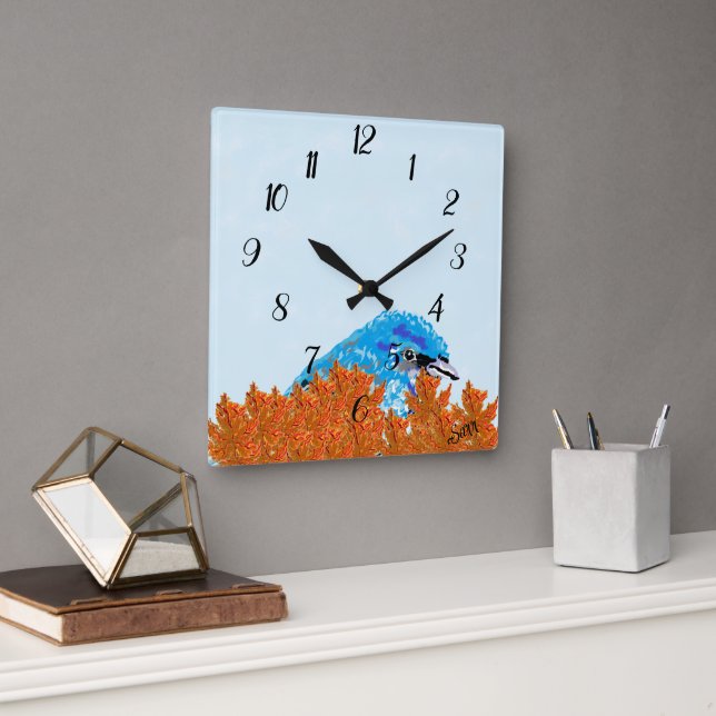 Wanduhr : Blauer Vogel des Glücks  (Büro)