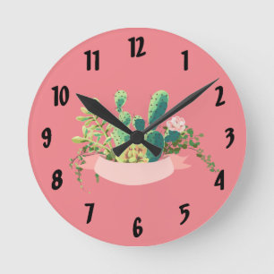 Wanduhr Boho Kakteen Sukkulenten Dessert Kaktus