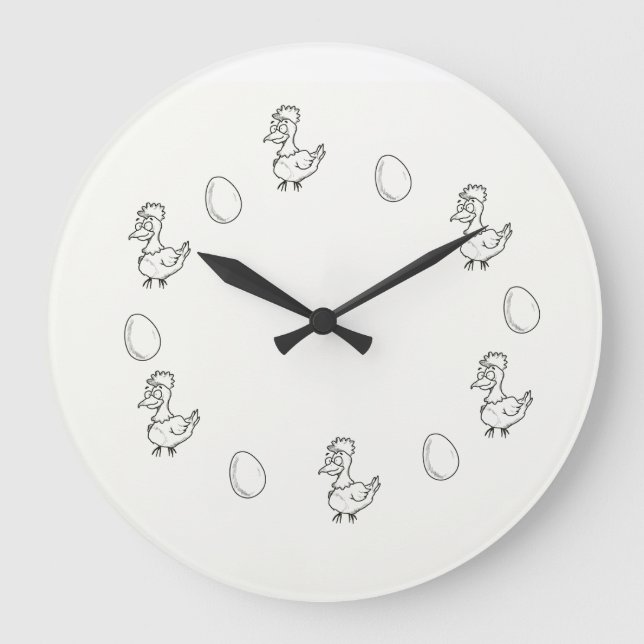 Wanduhr! Das Huhn oder das Ei! Die Küchenuhr! Große Wanduhr (Vorderseite)