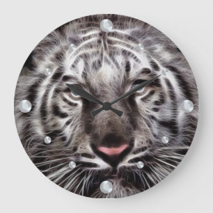 Wanduhr des weißen Tiger-Fraktals
