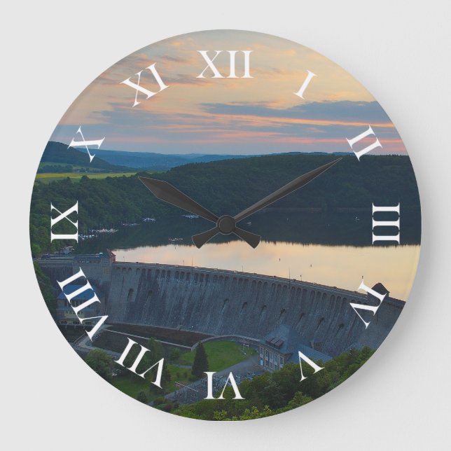 Wanduhr Edersee Staumauer Sonnenuntergang (Vorderseite)