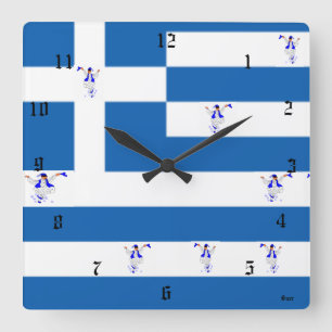 Wanduhr/griechische Flagge Quadratische Wanduhr