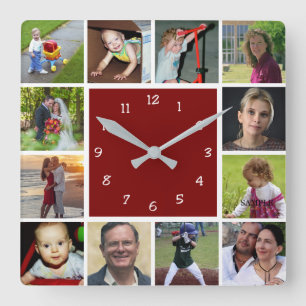 Wanduhr mit 12 persönlichen Fotos