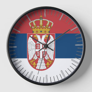 Wanduhr mit Flagge Serbiens