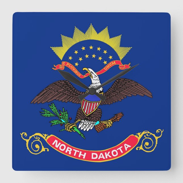 Wanduhr mit Flagge von North Dakota, USA (Vorderseite)